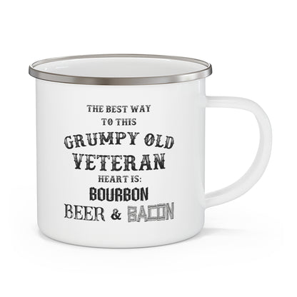 Grumpy Old Veteran Enamel Camping Mug